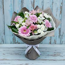 Букет цветов из:  Герберы, Альстромерии и Хризантемы в Кирове Калужской области