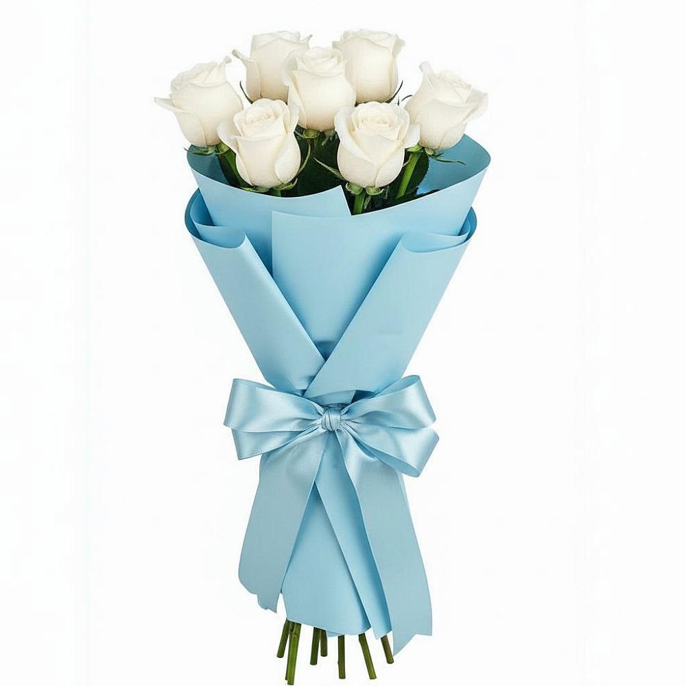 Букет 7 белых роз Проуд в Кирове Калужской области