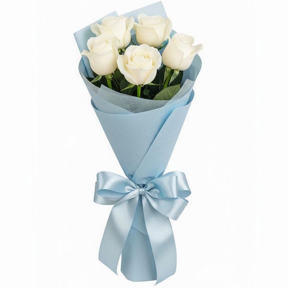 Букет 5 Белых роз Проуд в Кирове Калужской области