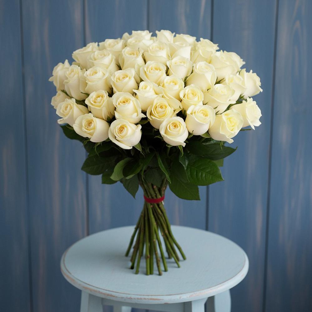 Букет 51 Белая роза Эдлесс Лав в Кирове Калужской области