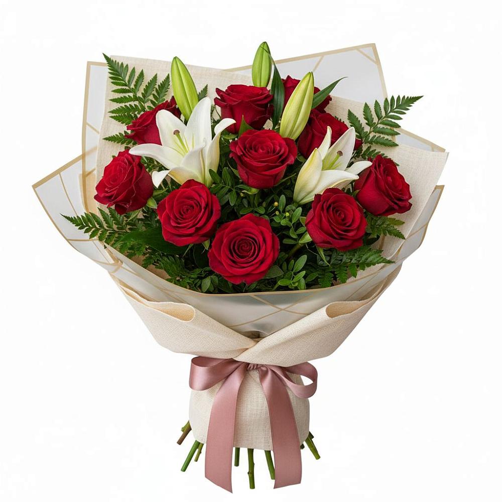 Букет цветов из: Лилии и Розы в Кирове Калужской области