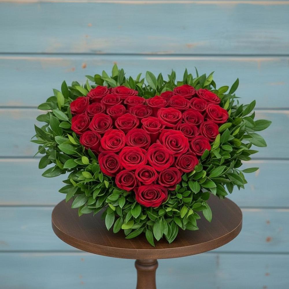 Цветочная композиция из Розы в виде сердца в Кирове Калужской области