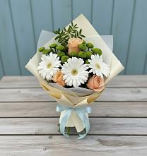 Букет цветов из:  Герберы, Розы и Хризантемы #REPLACE_PRED# Кирове Калужской области