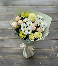 Букет цветов из:  Альстромерии, Розы и Хризантемы в Кирове Калужской области